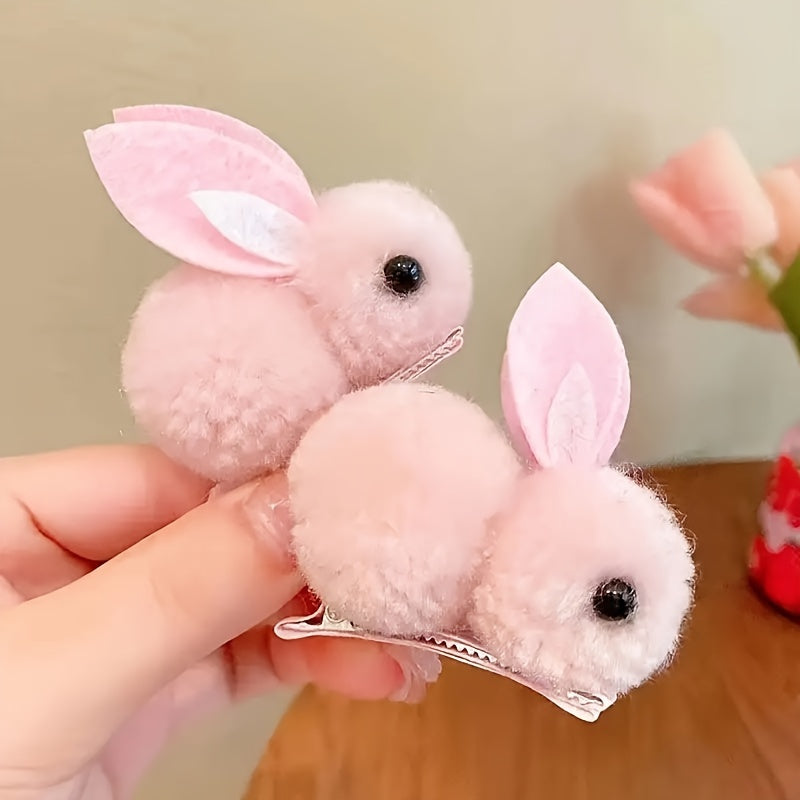 Fluffy Easter Bunny Hair Clips – Cute Plush Rabbit Design