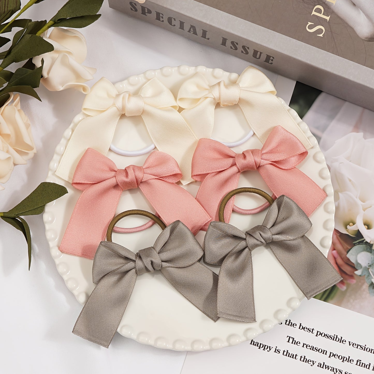 Toddler Girl Hair Bows – Ribbon Pigtail Ties & Ponytail Bands (Set of 14)