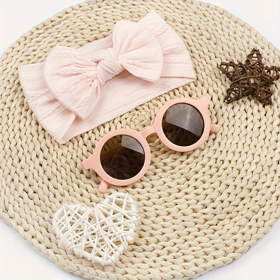 Baby Girl Bow Headband & Sun Glasses Set