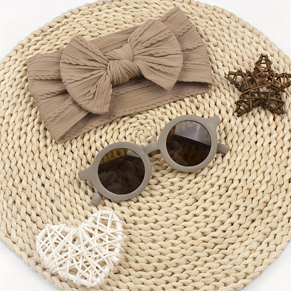 Baby Girl Bow Headband & Sun Glasses Set