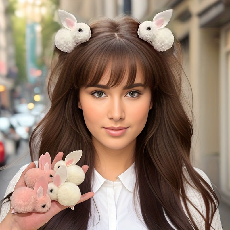 Fluffy Easter Bunny Hair Clips – Cute Plush Rabbit Design