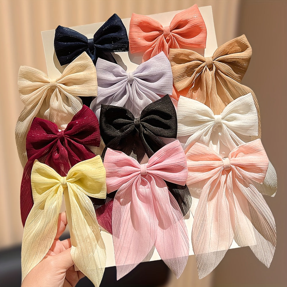 11PCS Korean Ribbon Bow Hair Clips