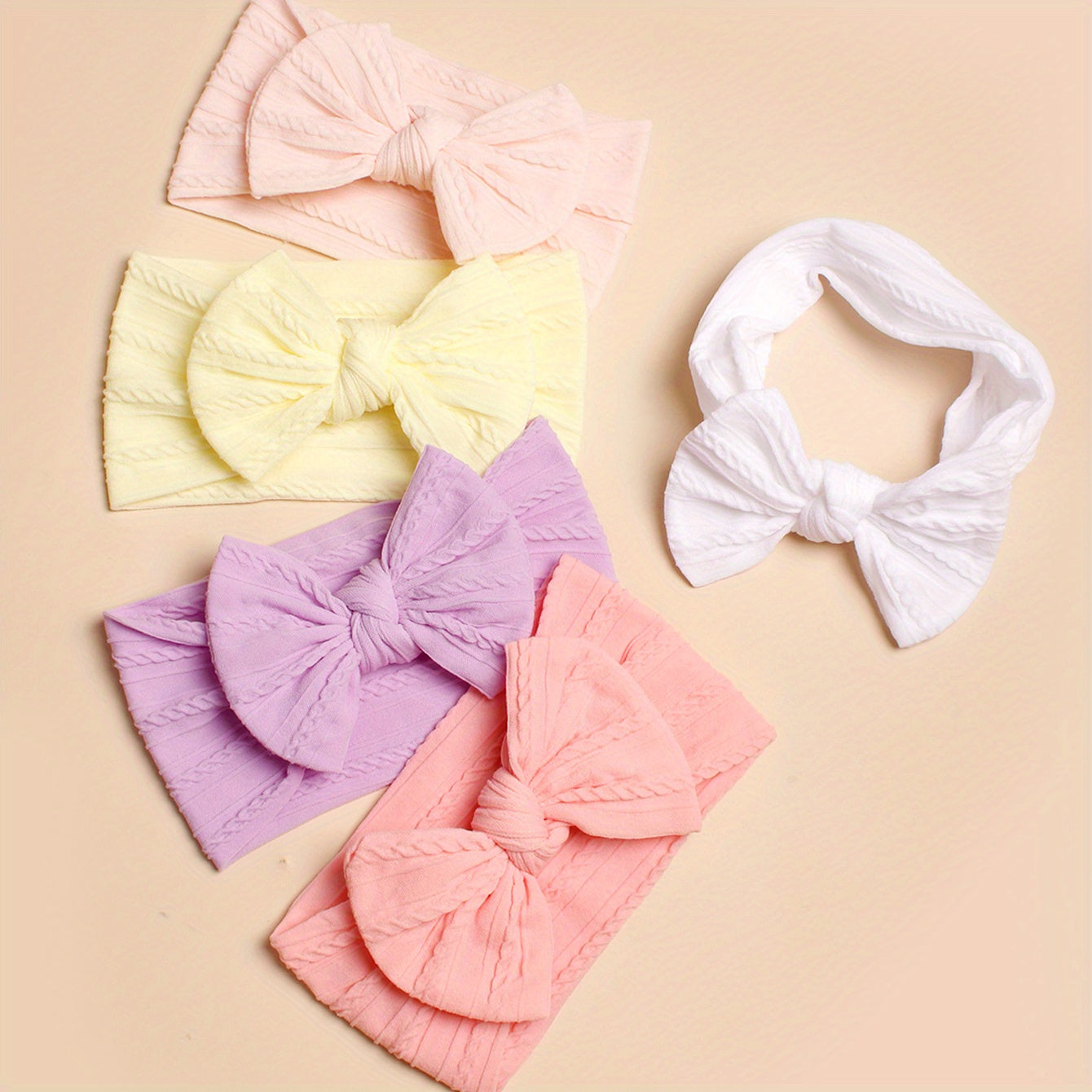5PCS Summer Pastel Bows – Luxe Headbands for Babies & Toddl-errs!!