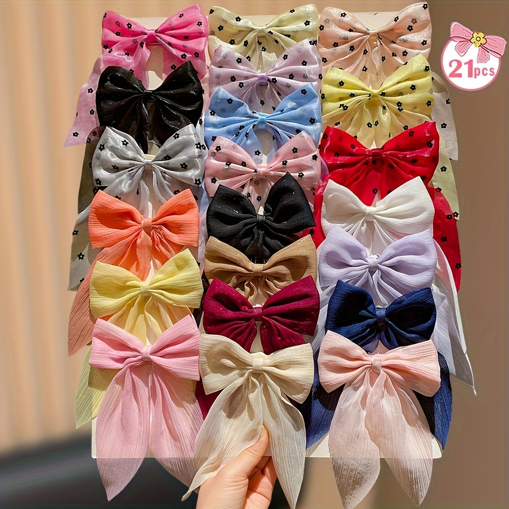 11PCS Korean Ribbon Bow Hair Clips