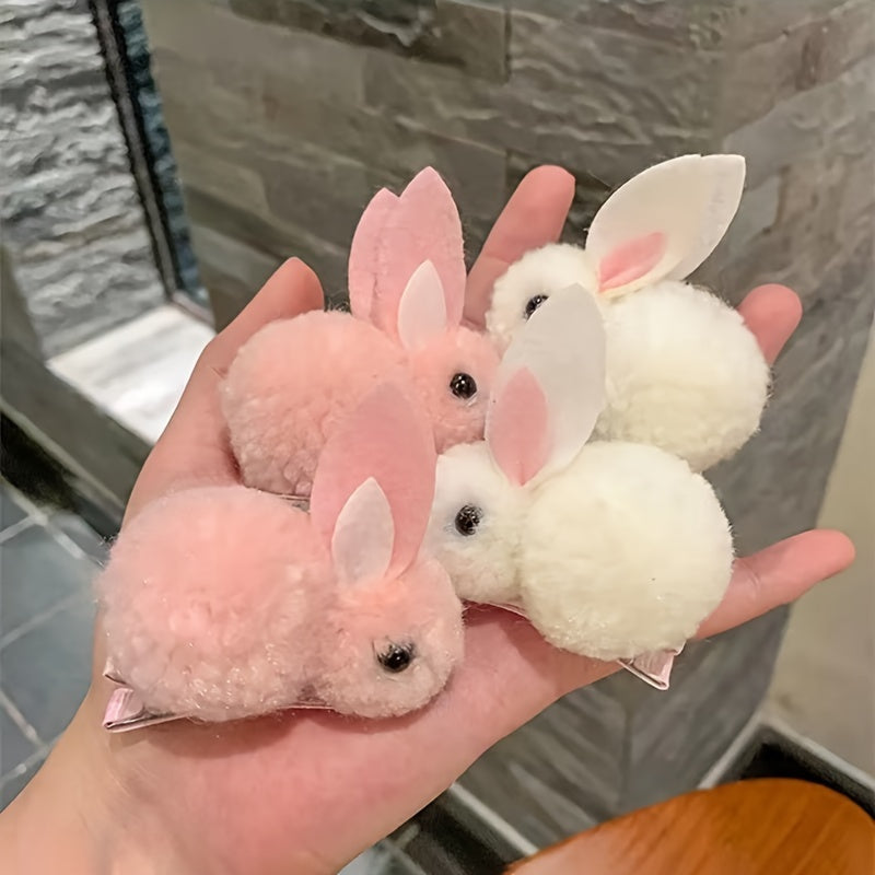 Fluffy Easter Bunny Hair Clips – Cute Plush Rabbit Design