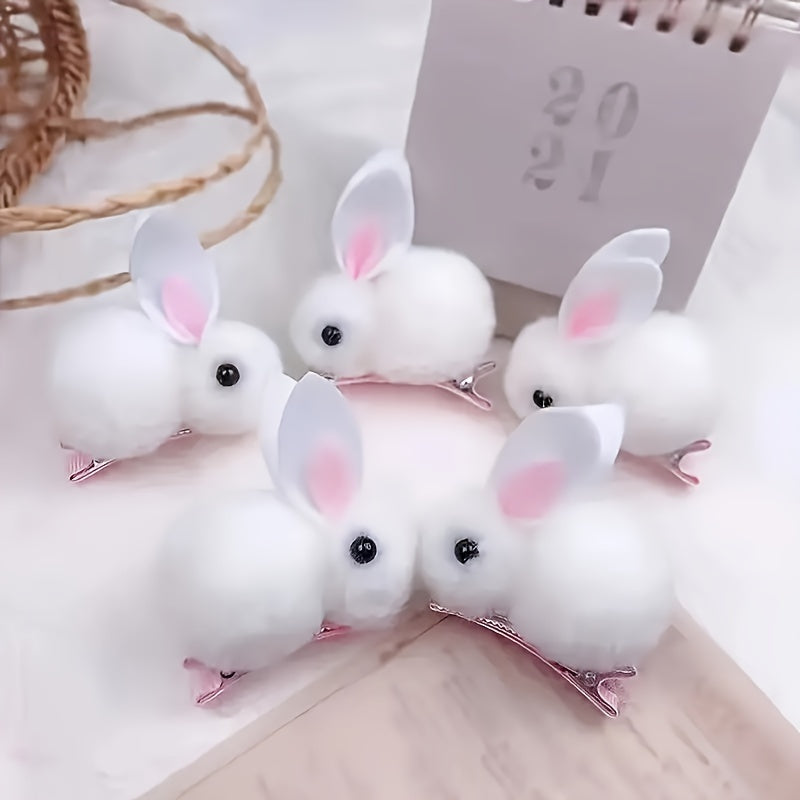 Fluffy Easter Bunny Hair Clips – Cute Plush Rabbit Design
