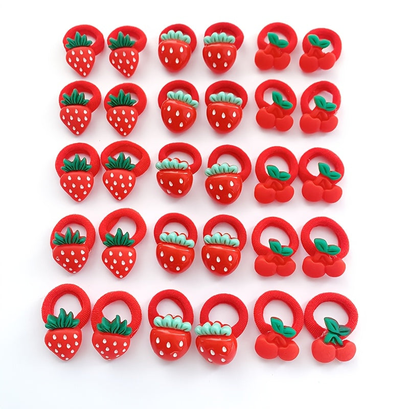 Cute Strawberry Hair Ties for Girls