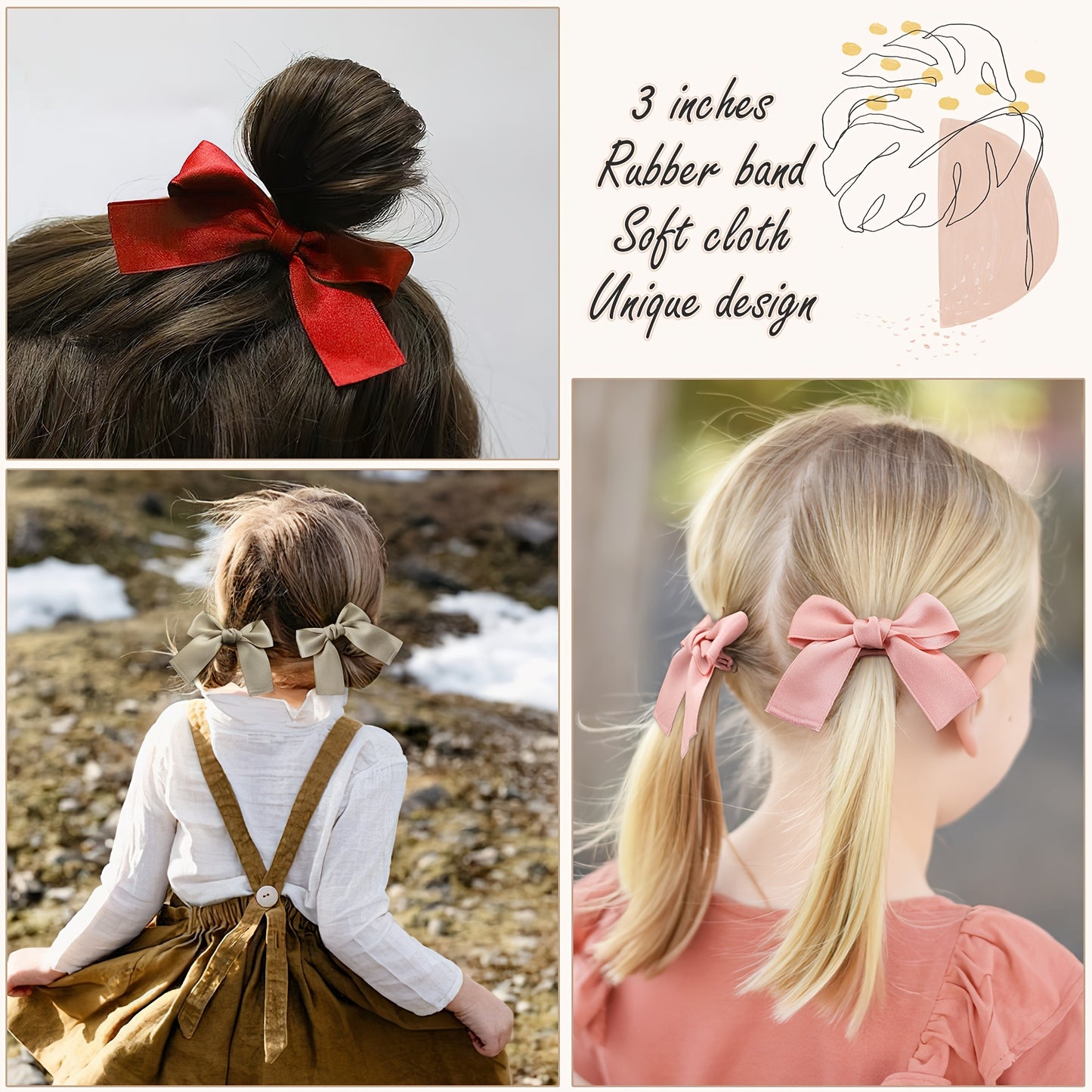 Toddler Girl Hair Bows – Ribbon Pigtail Ties & Ponytail Bands (Set of 14)
