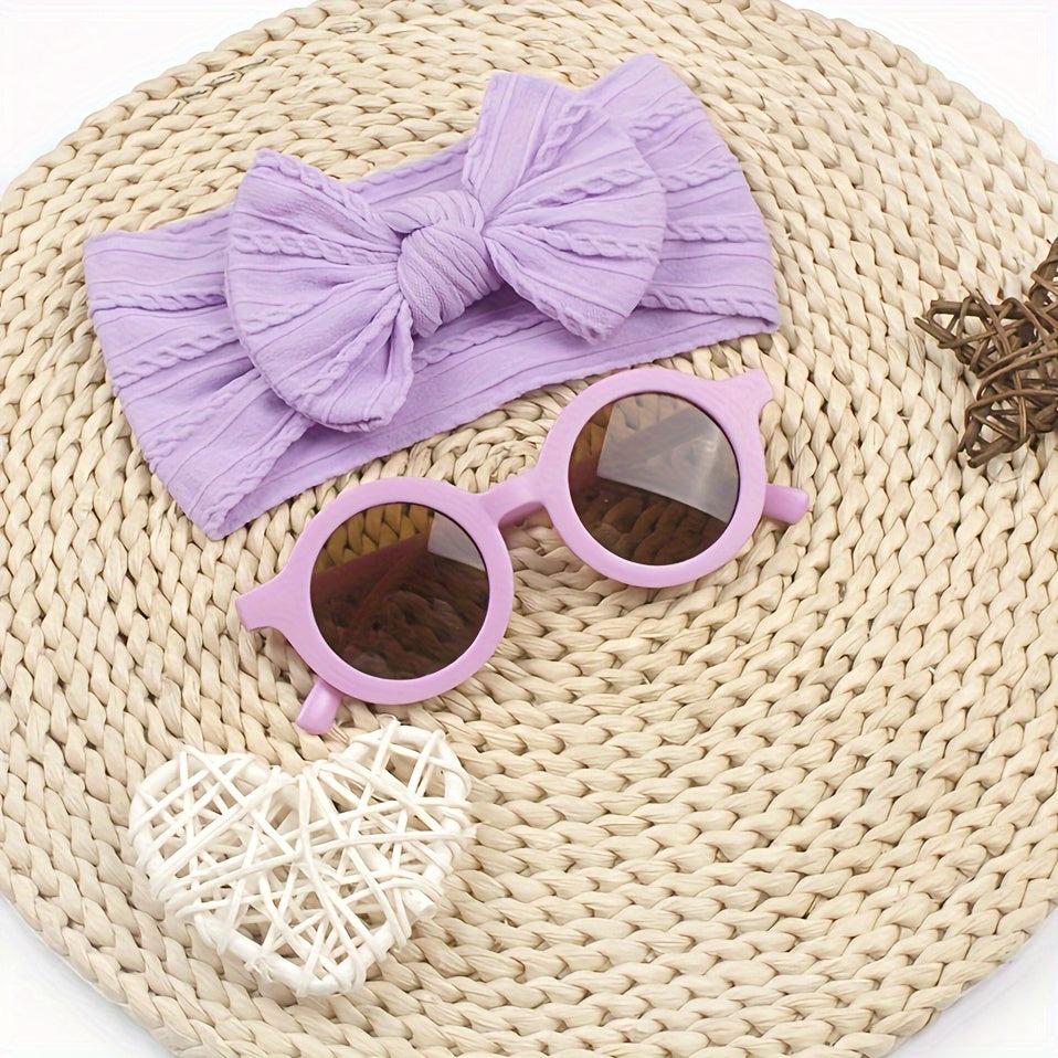 Baby Girl Bow Headband & Sun Glasses Set