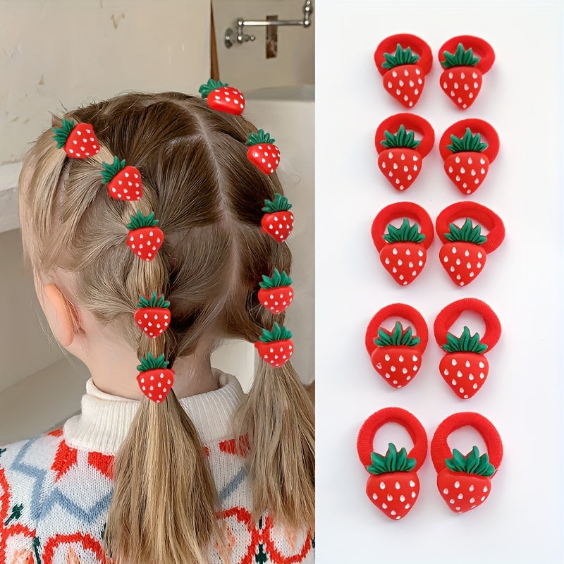 Cute Strawberry Hair Ties for Girls