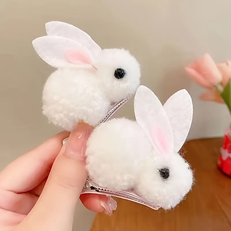 Fluffy Easter Bunny Hair Clips – Cute Plush Rabbit Design