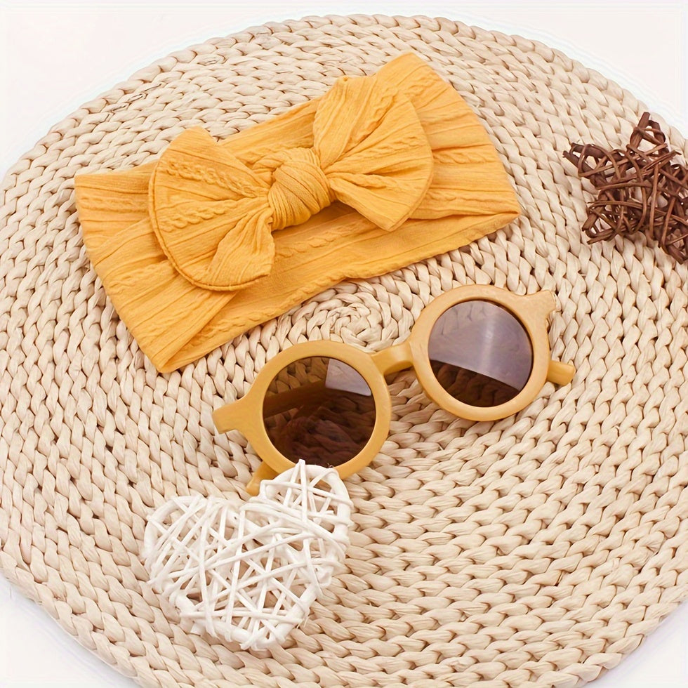 Baby Girl Bow Headband & Sun Glasses Set
