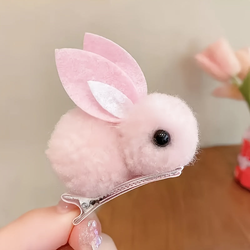 Fluffy Easter Bunny Hair Clips – Cute Plush Rabbit Design