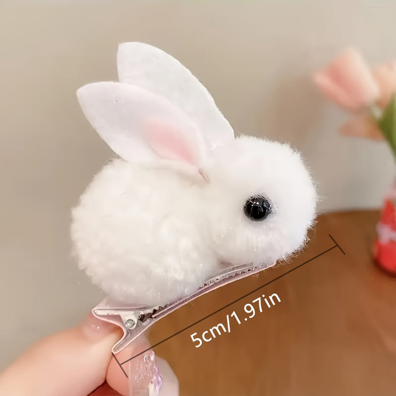 Fluffy Easter Bunny Hair Clips – Cute Plush Rabbit Design