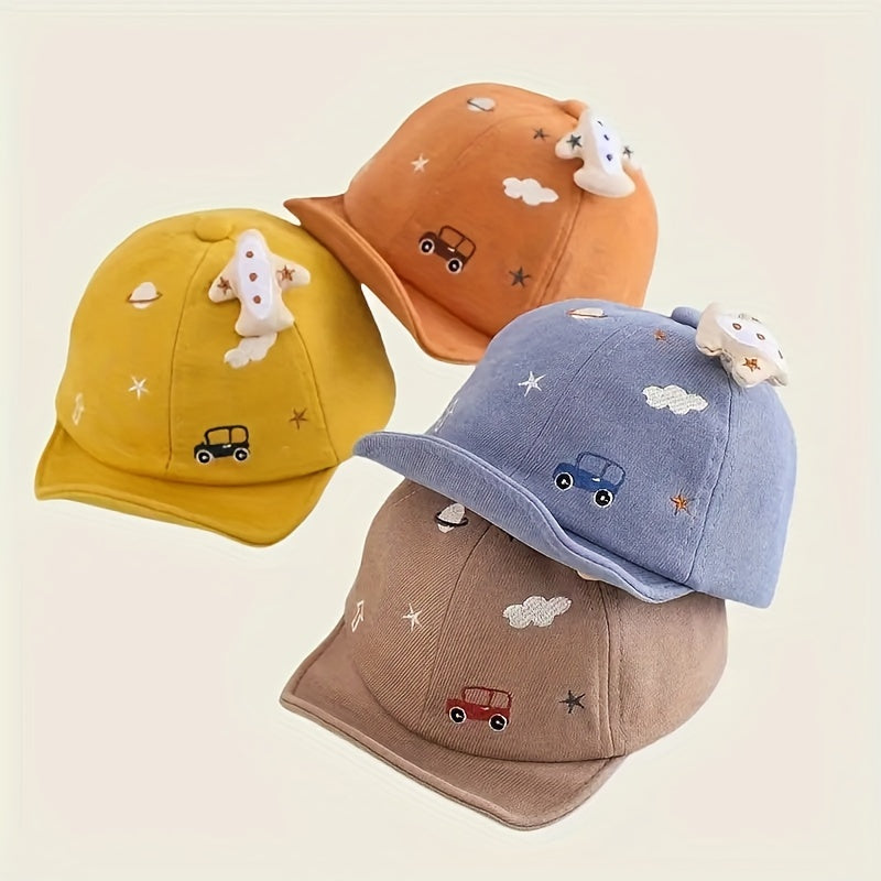 3–18M Baby Baseball Cap with Airplane – Lightweight Cotton Sun Hat for Boys & Girls