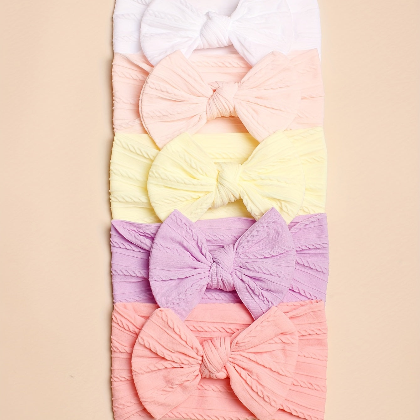 5PCS Summer Pastel Bows – Luxe Headbands for Babies & Toddl-errs!!