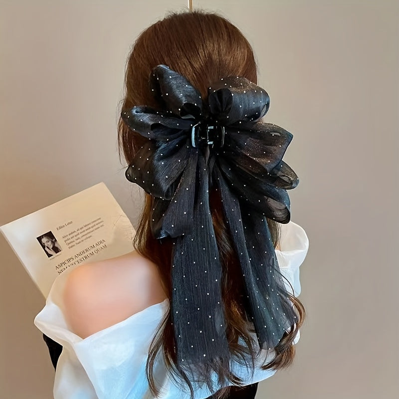 French New Style Bow Hair Clips with Long Ribbons