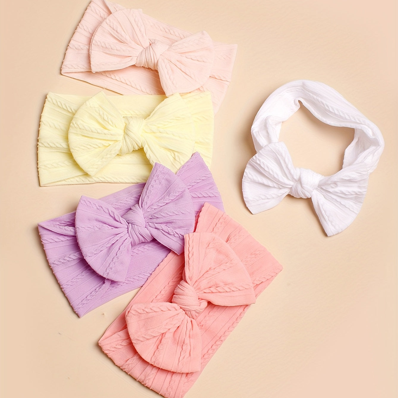 5PCS Summer Pastel Bows – Luxe Headbands for Babies & Toddl-errs!!
