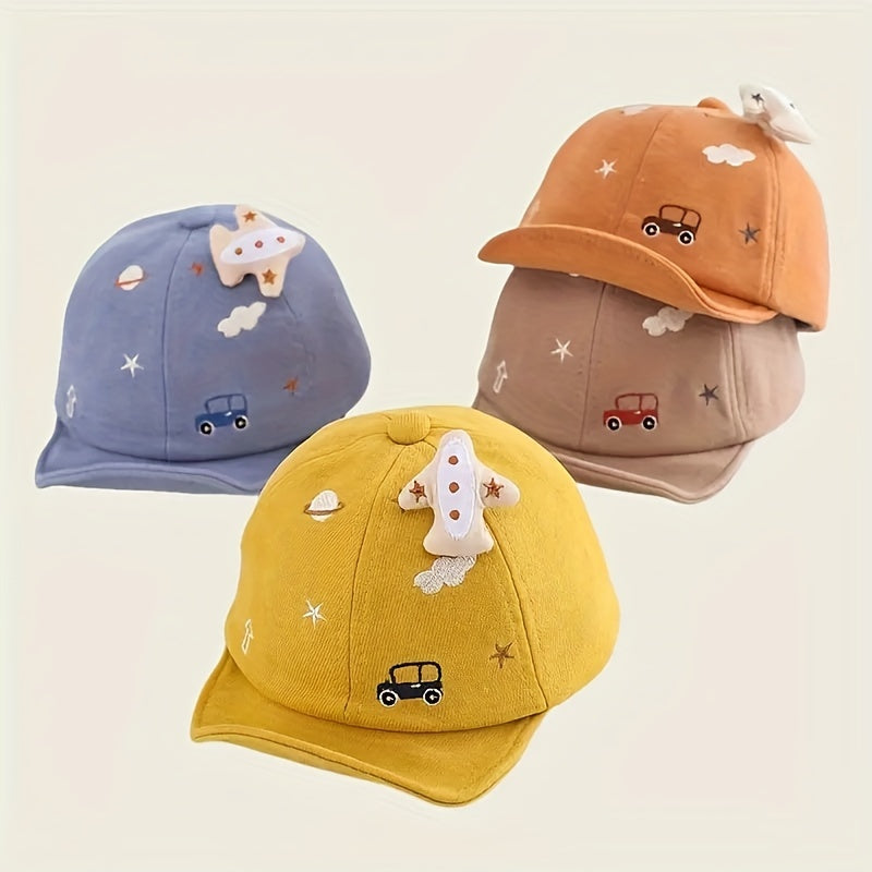 3–18M Baby Baseball Cap with Airplane – Lightweight Cotton Sun Hat for Boys & Girls