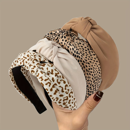 Elegant Leopard Print Knot Headbands for Women