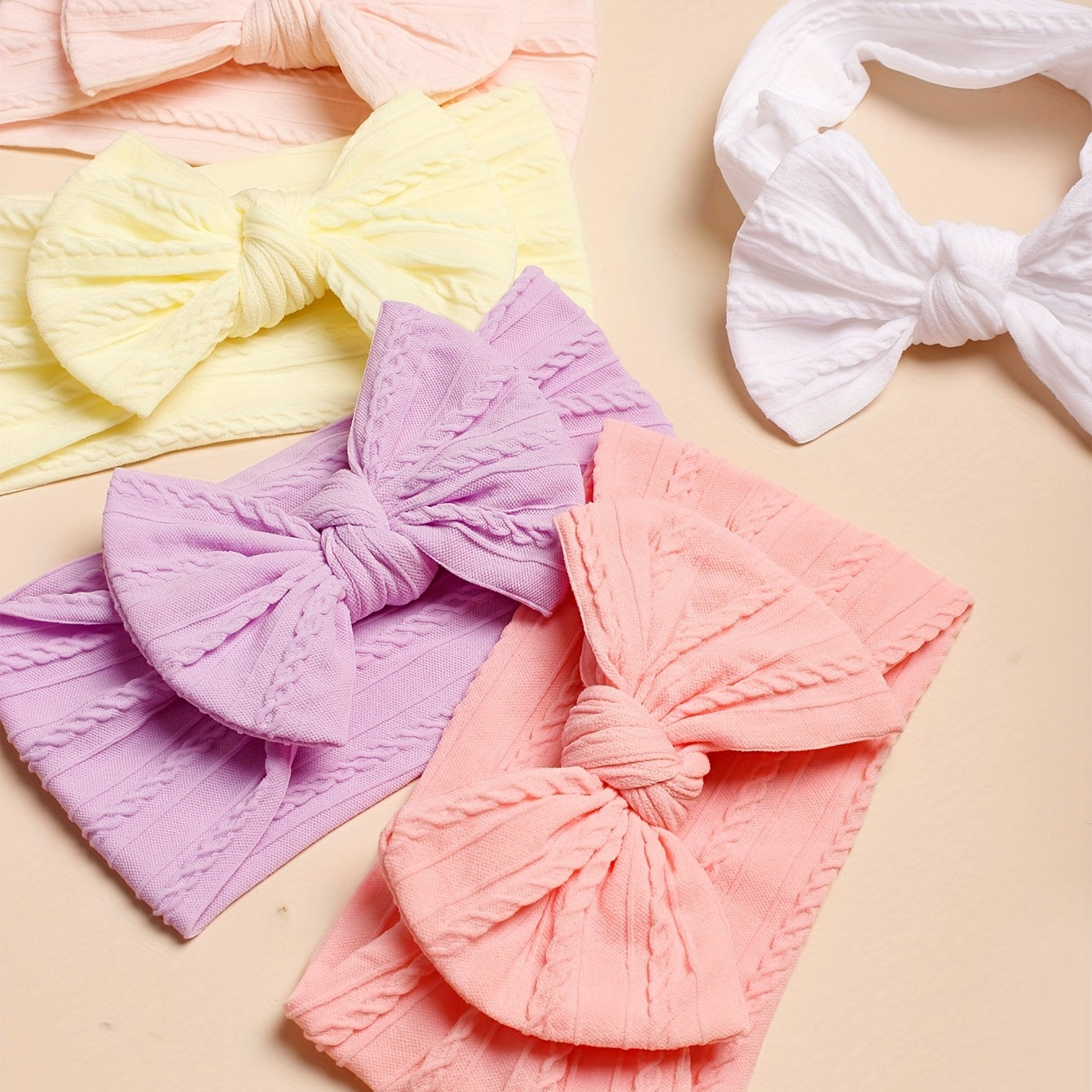 5PCS Summer Pastel Bows – Luxe Headbands for Babies & Toddl-errs!!