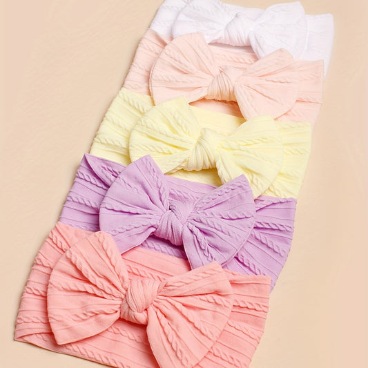 5PCS Summer Pastel Bows – Luxe Headbands for Babies & Toddl-errs!!