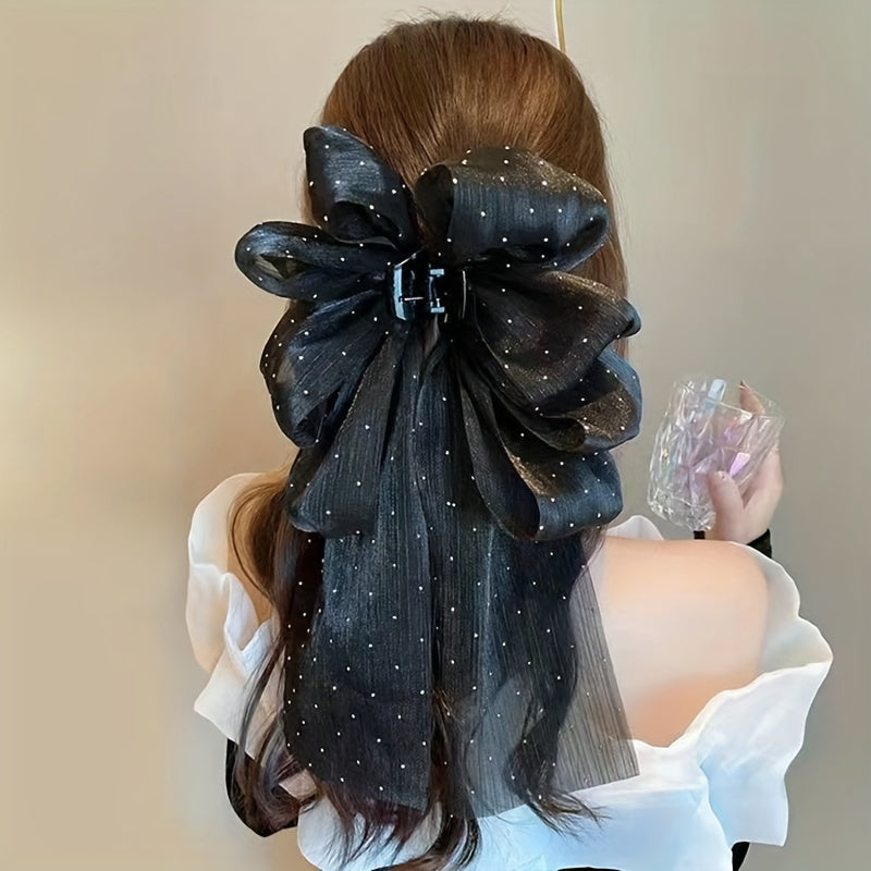 French New Style Bow Hair Clips with Long Ribbons