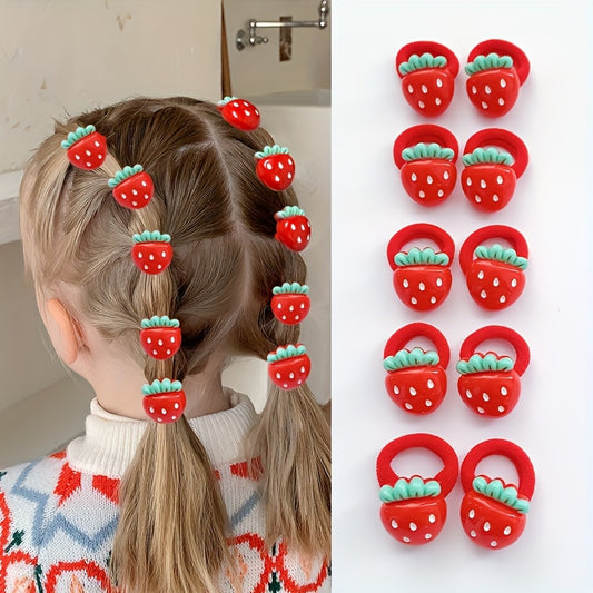 Cute Strawberry Hair Ties for Girls