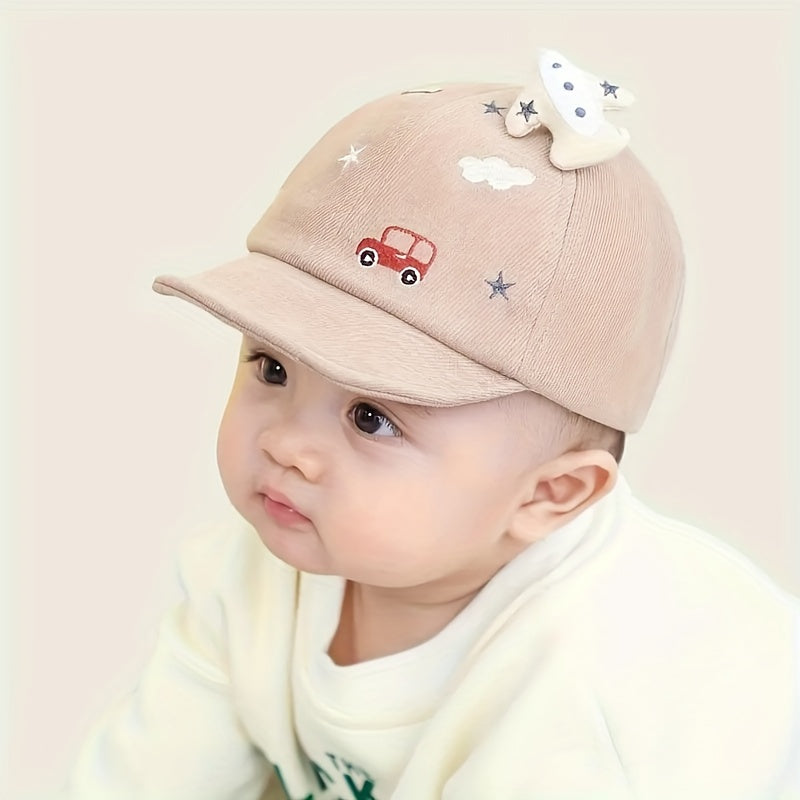 3–18M Baby Baseball Cap with Airplane – Lightweight Cotton Sun Hat for Boys & Girls