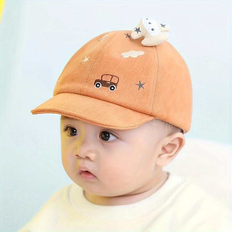 3–18M Baby Baseball Cap with Airplane – Lightweight Cotton Sun Hat for Boys & Girls