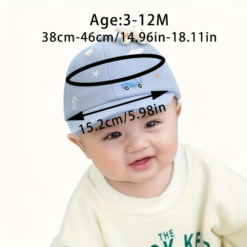 3–18M Baby Baseball Cap with Airplane – Lightweight Cotton Sun Hat for Boys & Girls