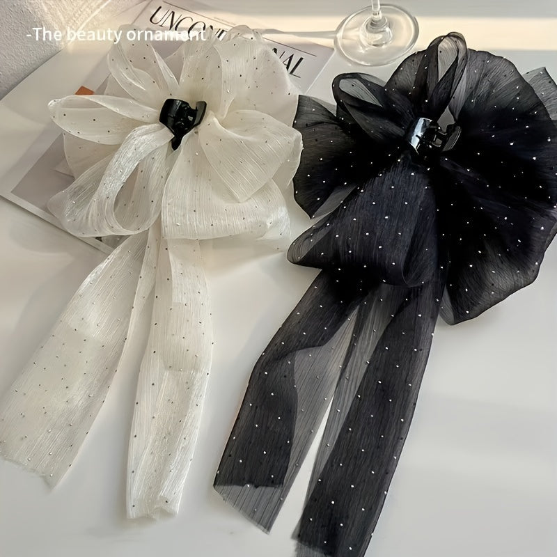 French New Style Bow Hair Clips with Long Ribbons