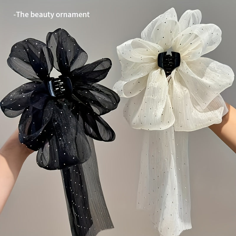 French New Style Bow Hair Clips with Long Ribbons